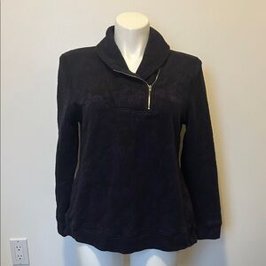 Croft & Barrow Black and Purple Quarter-Zip Pullover Sweatshirt Size XXL